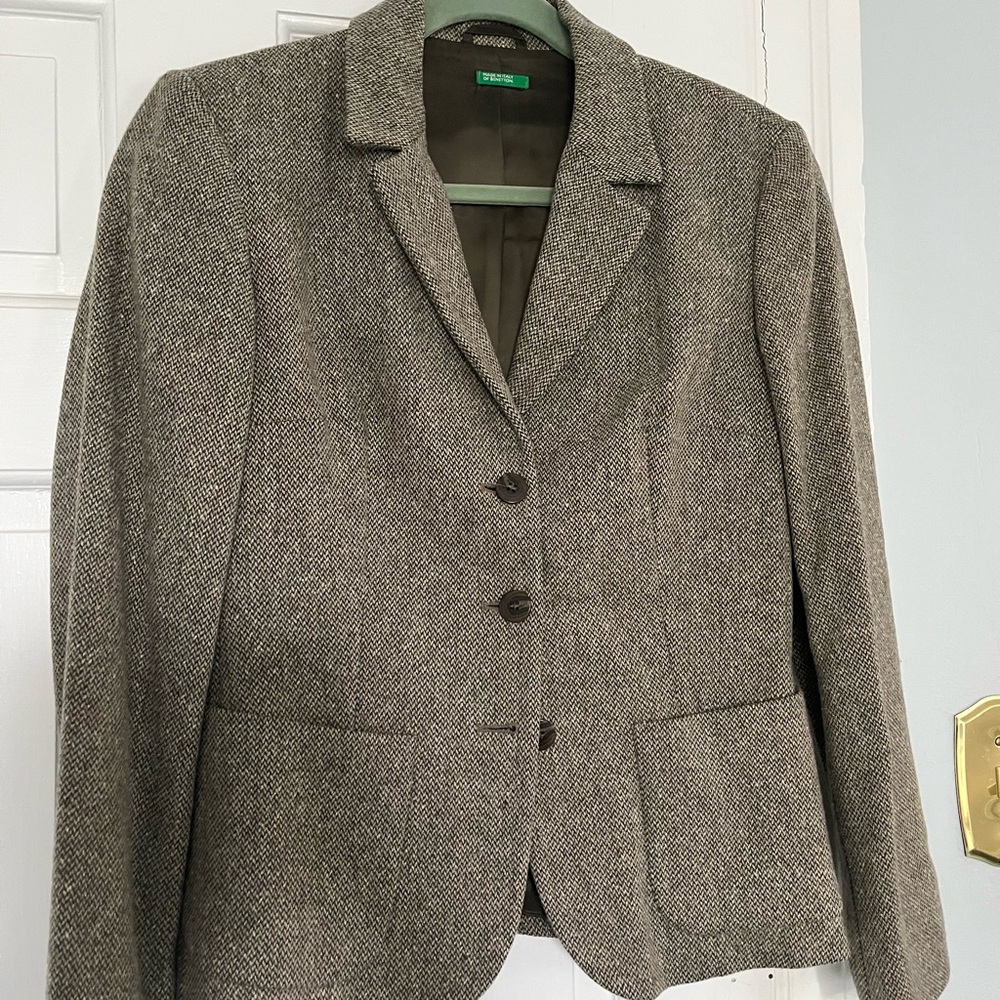 United Colors Of Benetton Women's Textured Gray Blazer